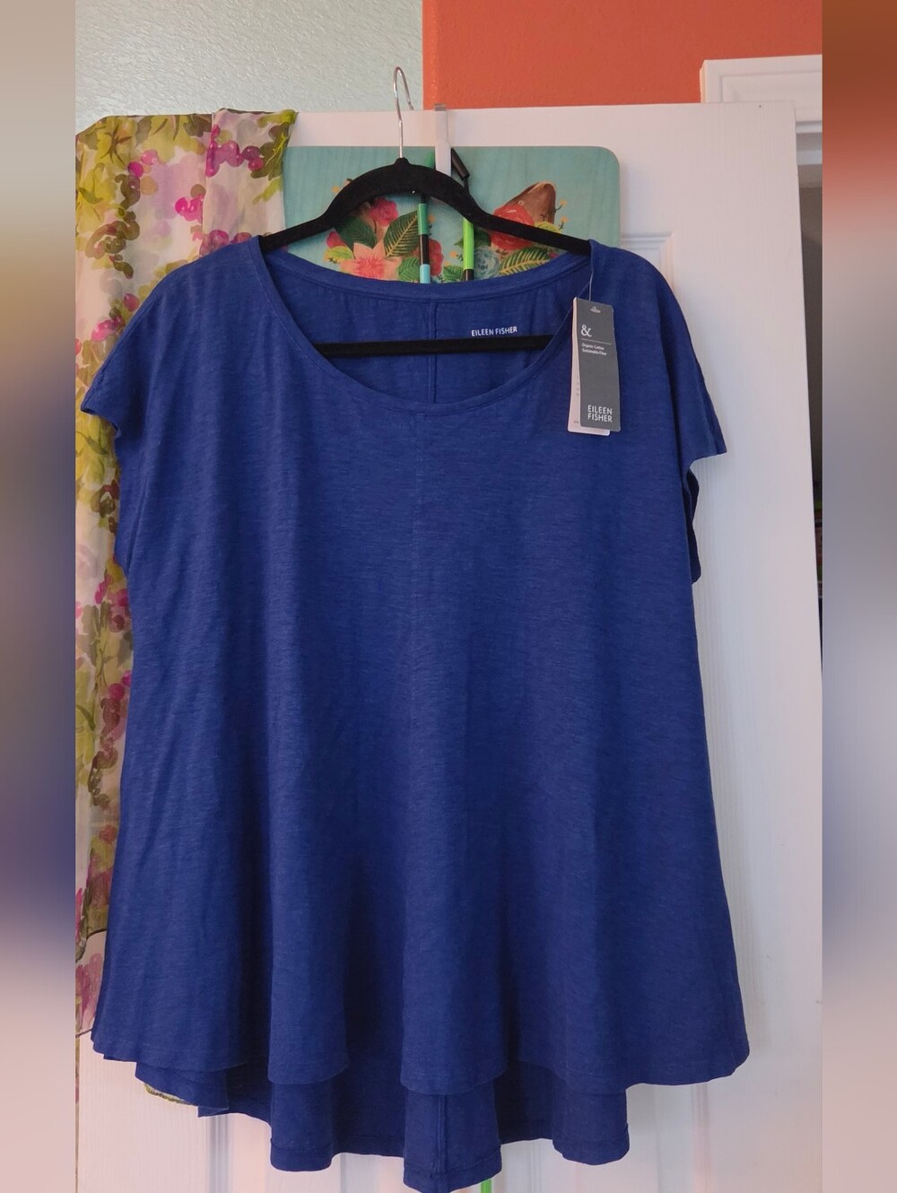 Eileen Fisher Cotton/Hemp Scoop Neck  With Sharkbite Hem NWT